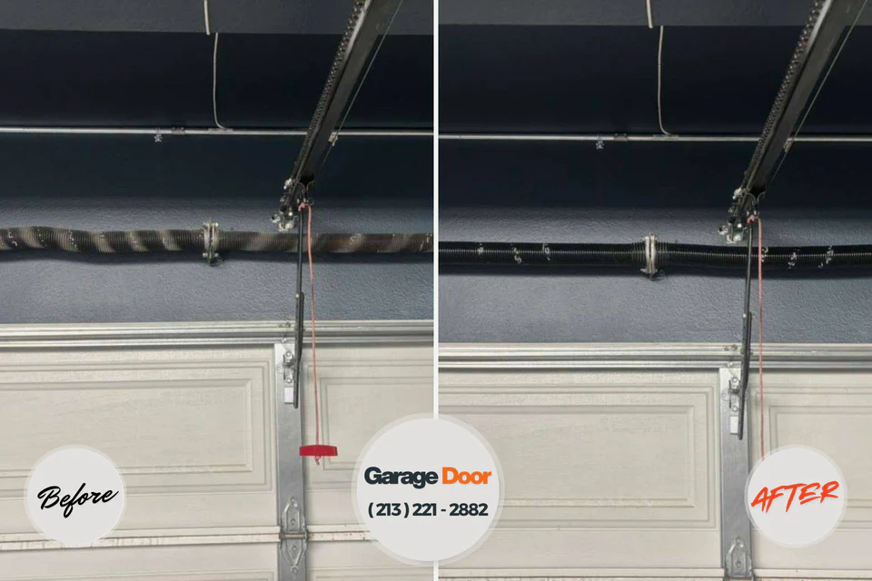 Before and after: garage door repair Belmont, CA
